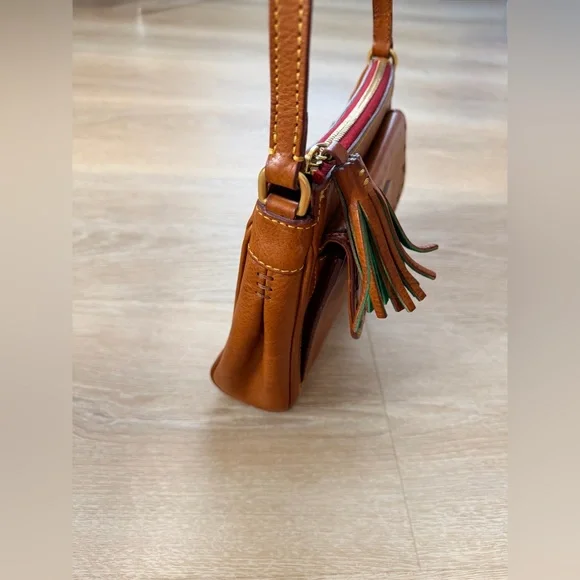 Dooney & Bourke Florentine Leather Crossbody Shoulder Bag Tan Brown Vacchetta - Picture 8 of 14